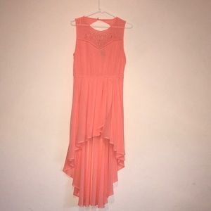 Coral high-low dress